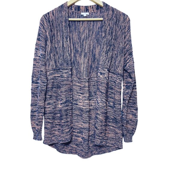 BP Cardigan Sweater Womens Size S Blue 100% Cotton Space Dye Open Knit Soft Boho - Picture 1 of 8